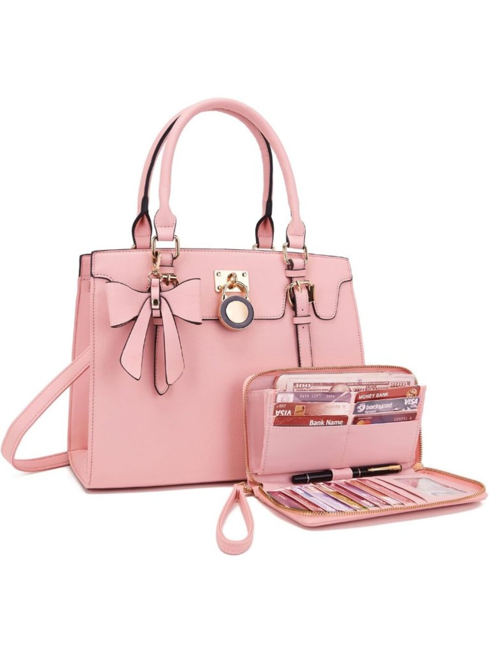 Chic Women's High-End Satchel Tote & Shoulder Bag Set with Wallet - Stylish